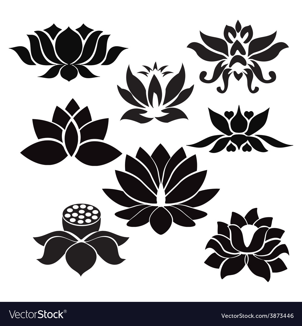 Download Lotus pattern flowers silhouettes Royalty Free Vector Image