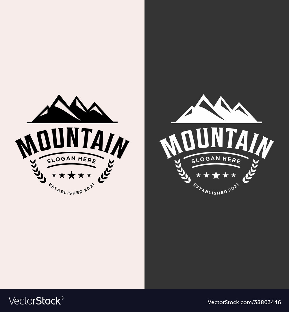 Retro and elegant restaurant mountain logo Vector Image