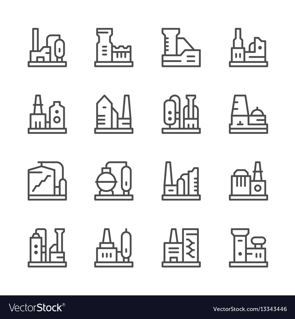 Set line icons of factory Royalty Free Vector Image