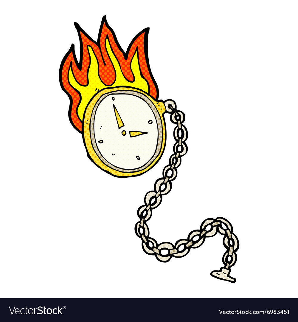 Comic cartoon flaming watch