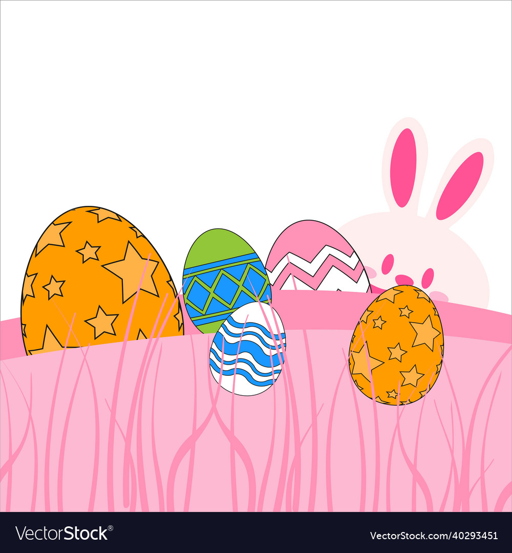 Easter bunny banner with eggs