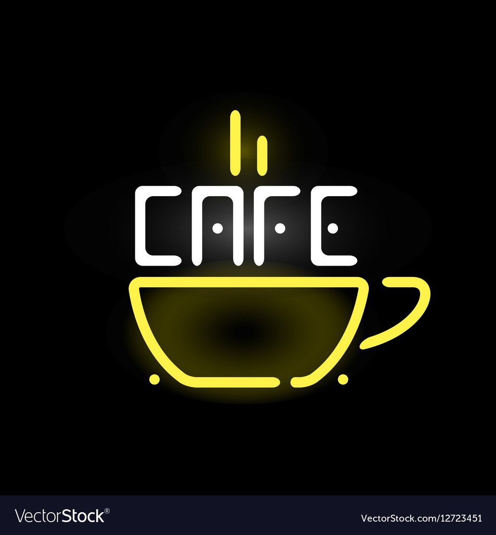 Light neon cafe label