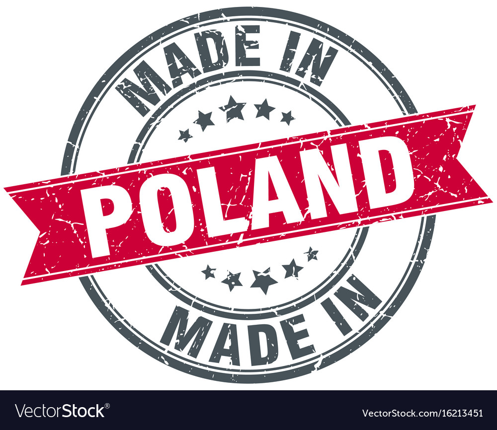 Made in poland red round vintage stamp Royalty Free Vector