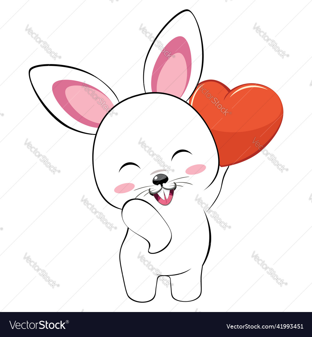 White bunny with heart Royalty Free Vector Image