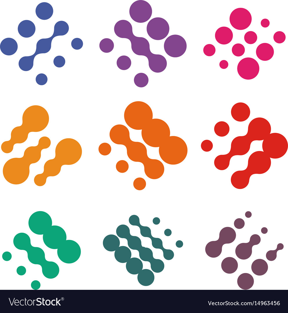 Abstract logo set from dots colorful