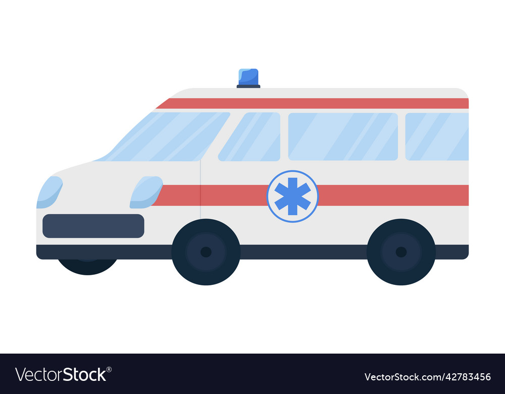 Ambulance car semi flat color object Royalty Free Vector