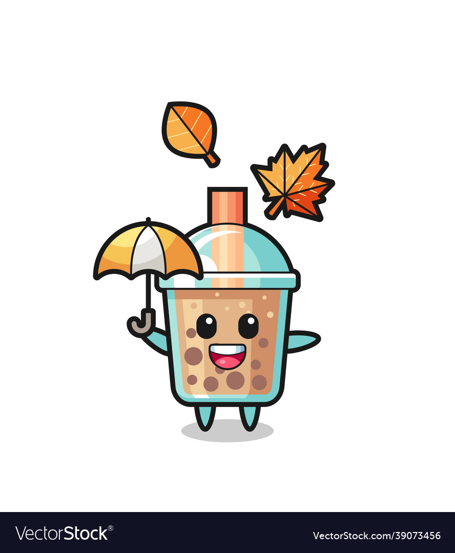 Cartoon of the cute bubble tea holding