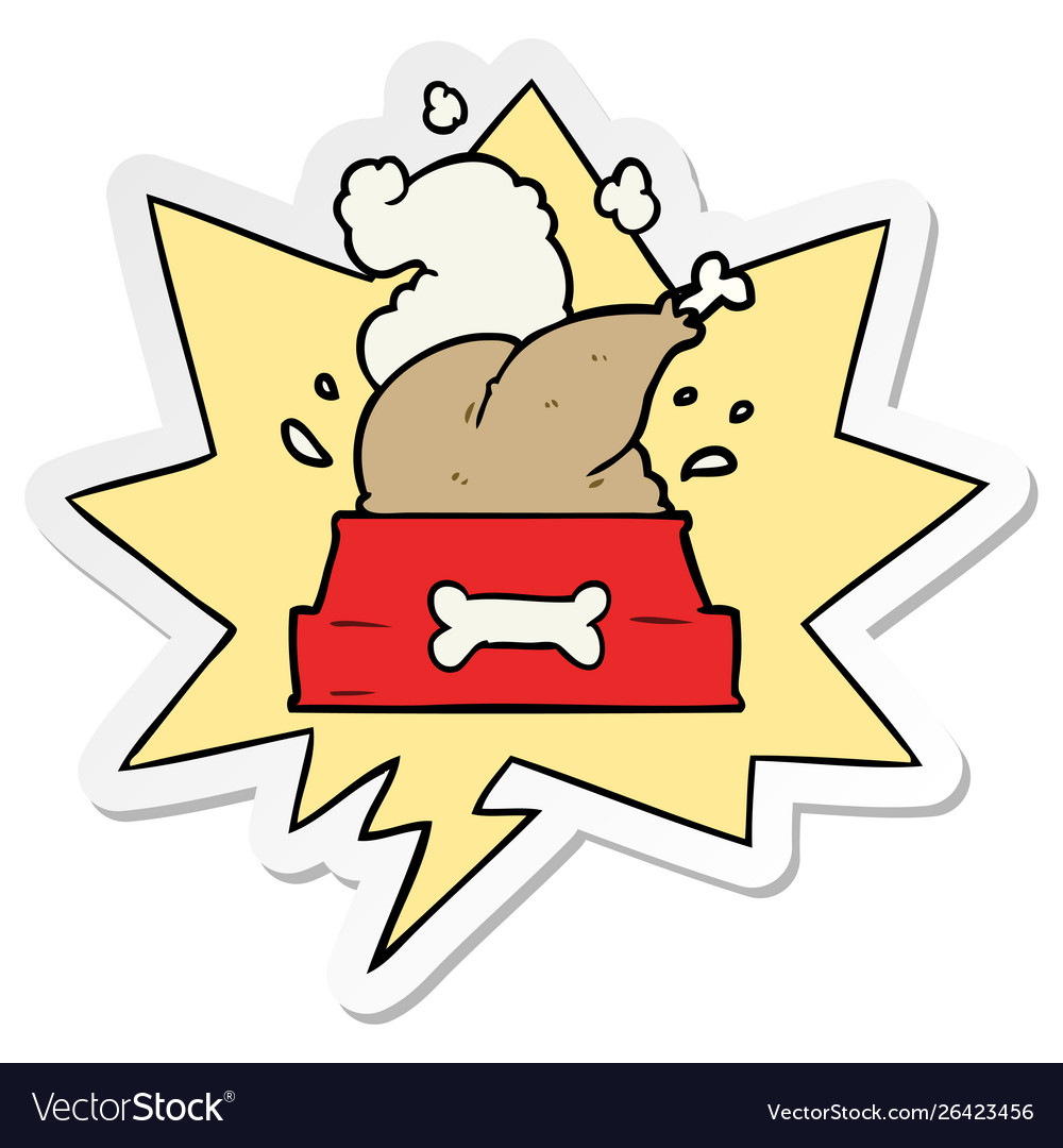 Cartoon whole cooked turkey crammed into a dog Vector Image