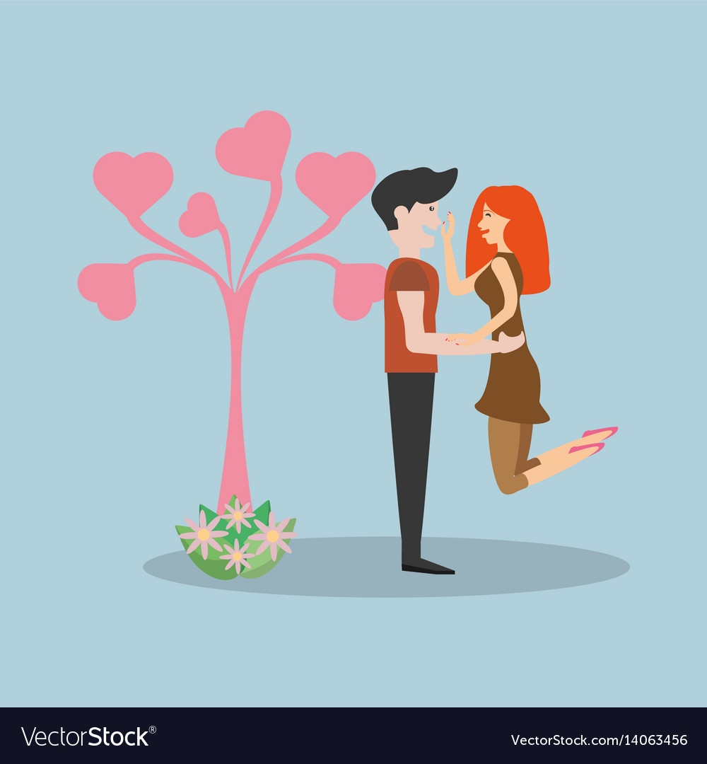 Couple together realtion with cute tree