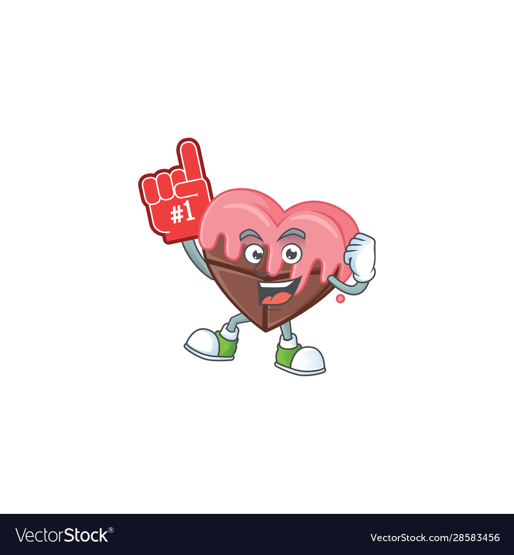 Funny love chocolate with pink mascot cartoon