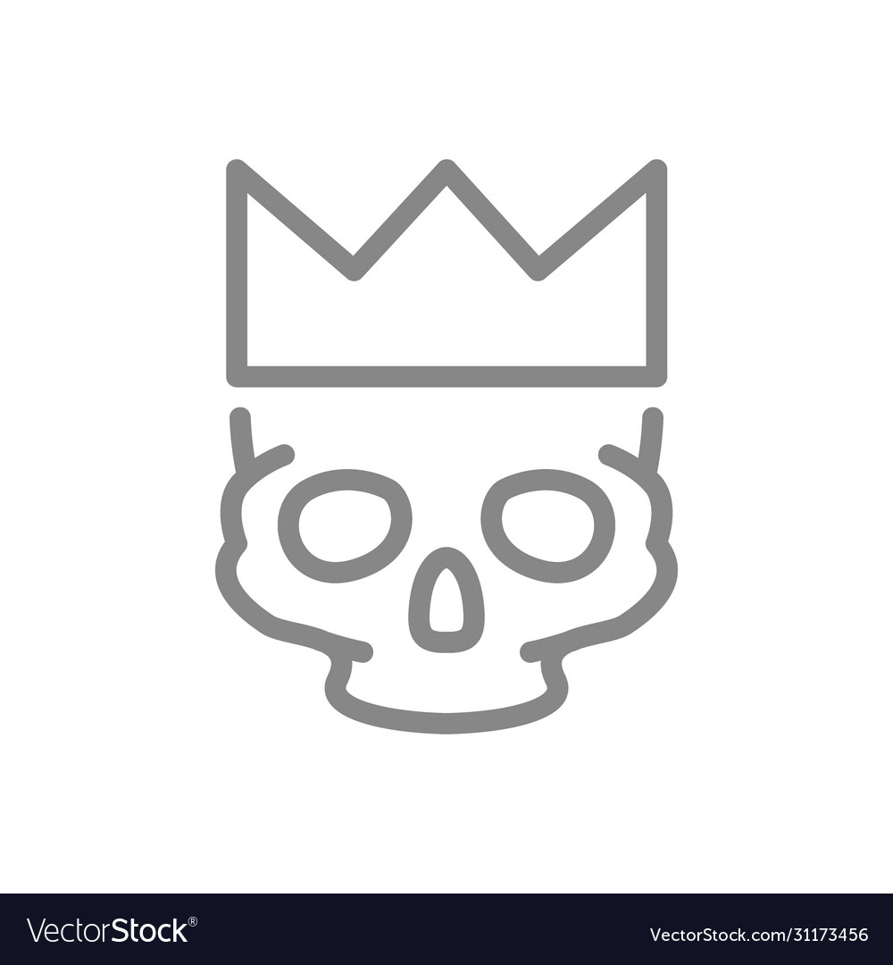 Human skull with crown line icon tattoo sketch