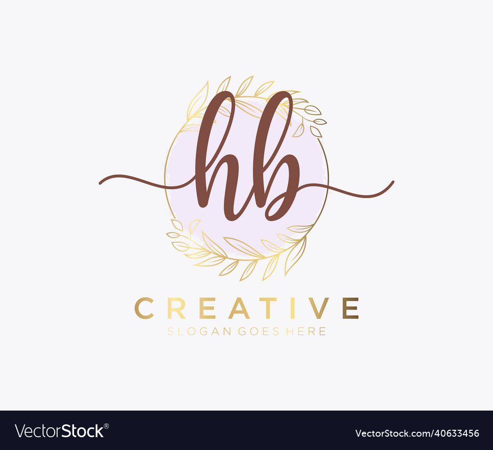 Initial hb feminine logo usable for nature salon Vector Image