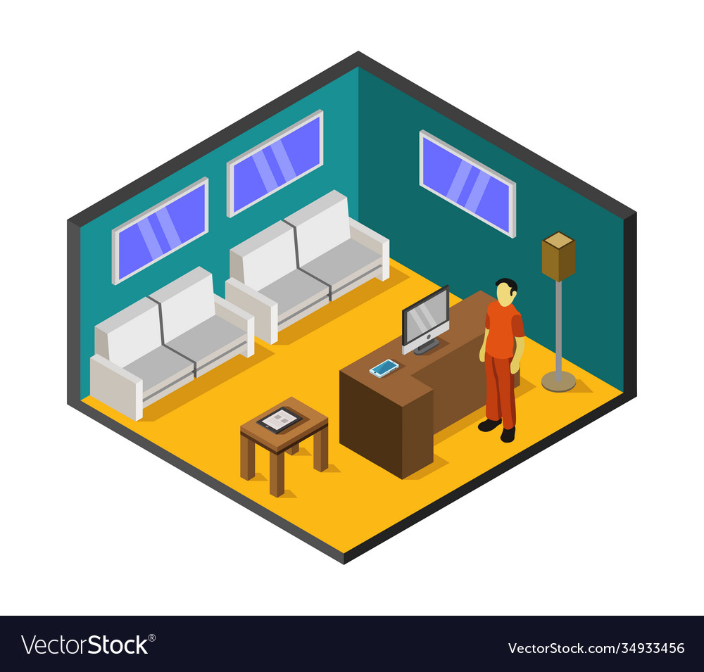 Isometric waiting room in on a white background