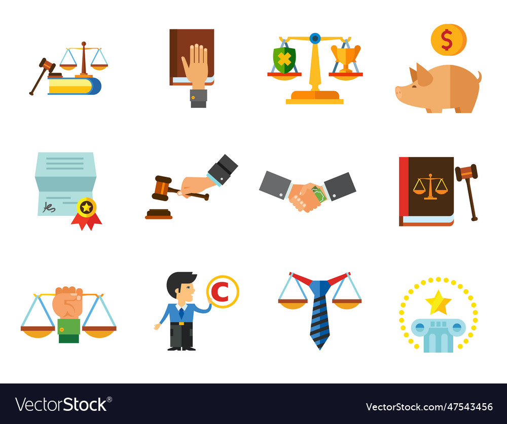 Law icon set Royalty Free Vector Image - VectorStock