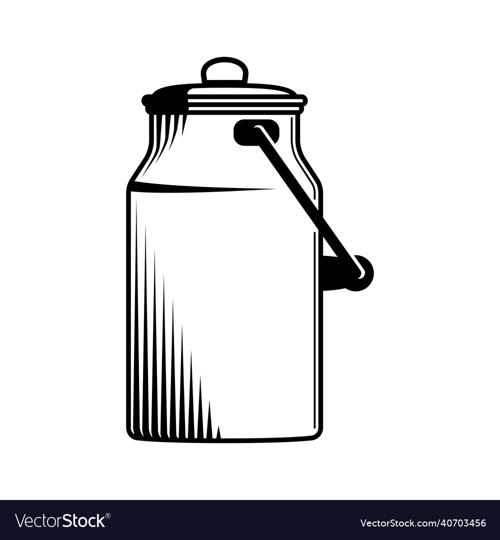 Milk can engraving composition Royalty Free Vector Image