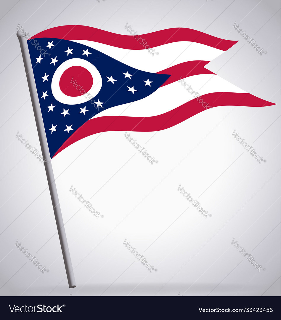 Ohio oh state flag flying waving on flagpole Vector Image