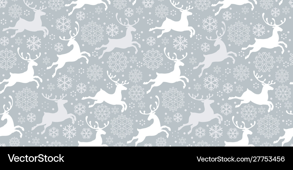 Running deers seamless pattern winter Royalty Free Vector