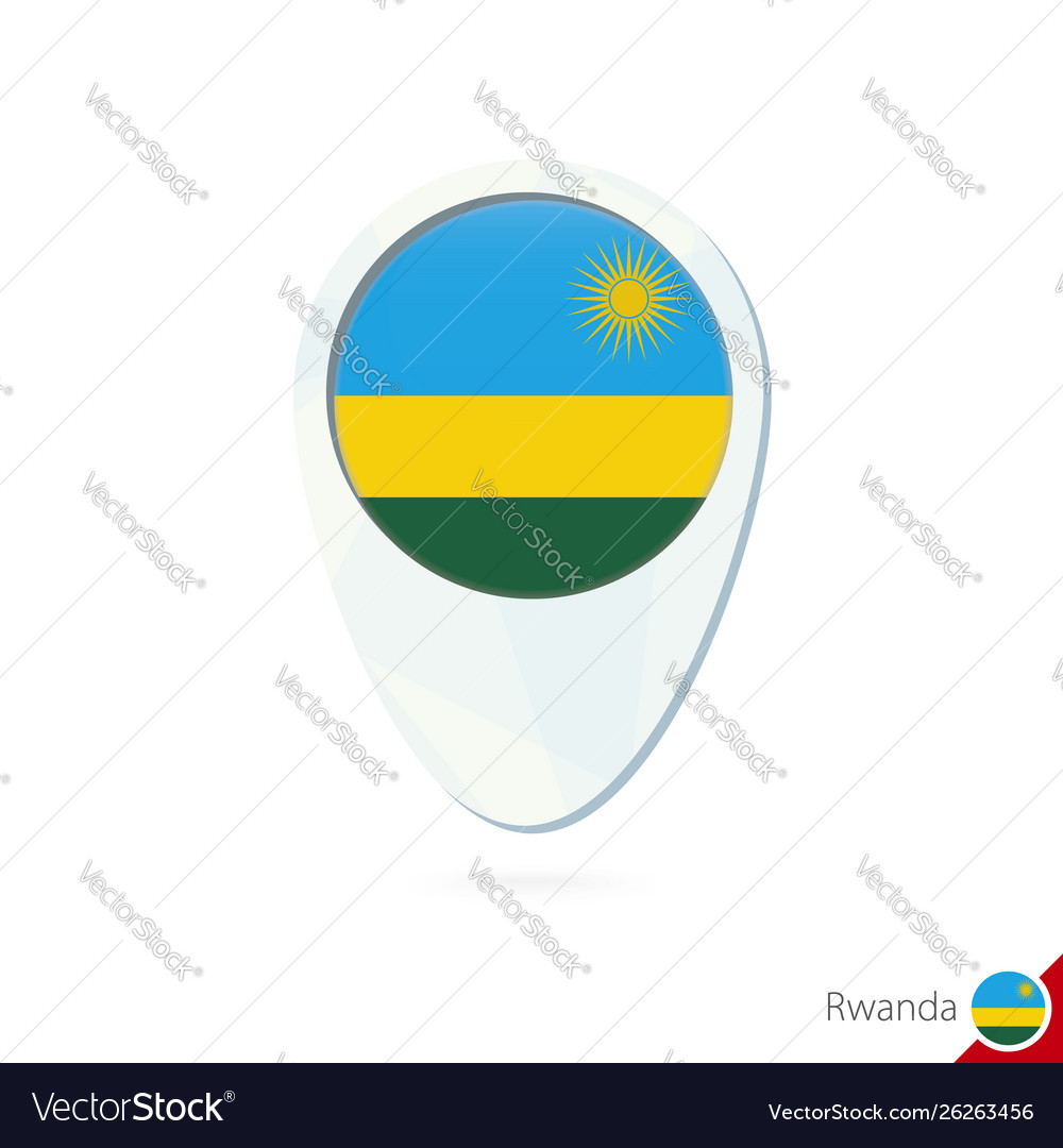 Ruanda Flagge Lageplan Pin Symbol auf weiß