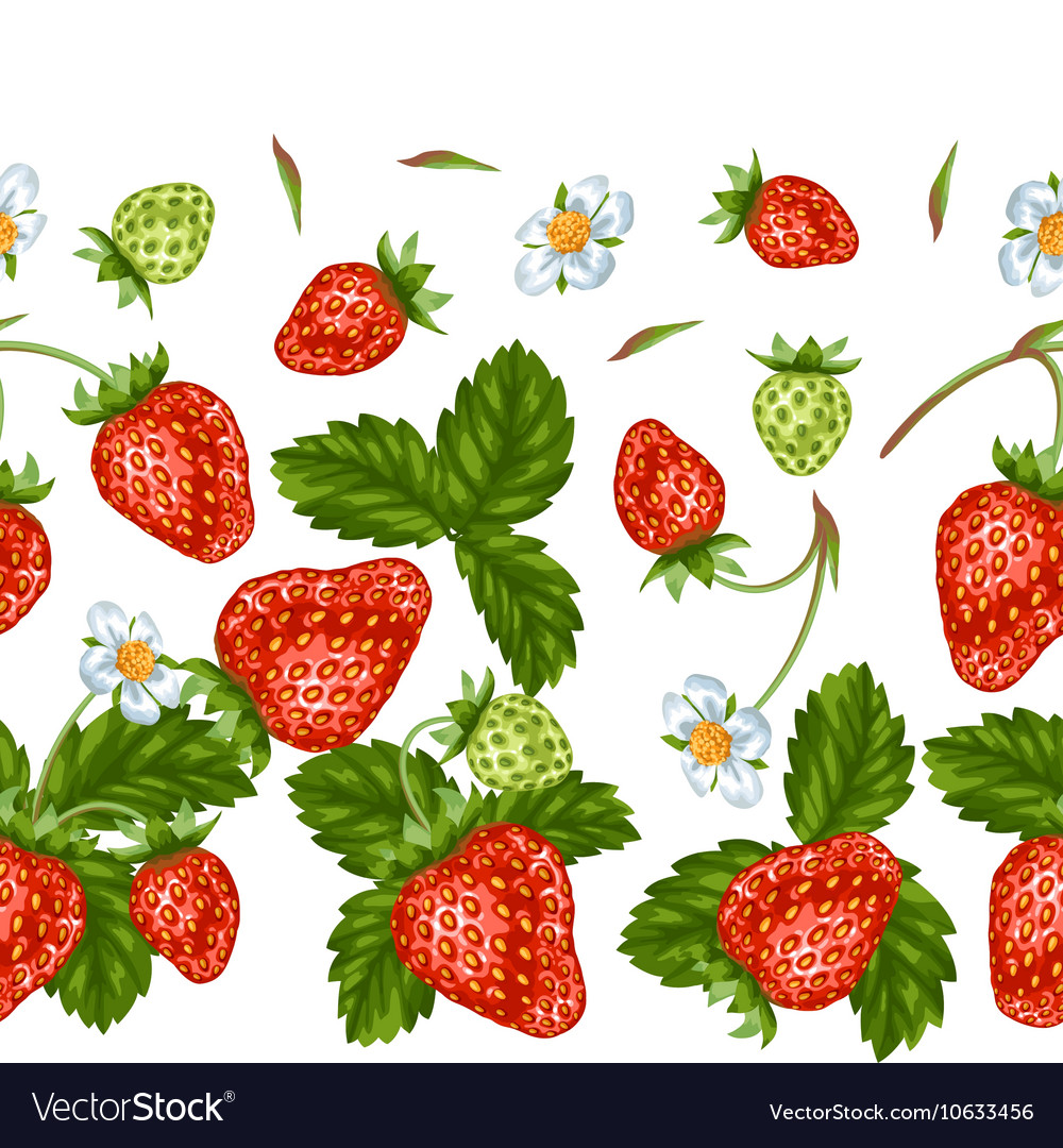 Seamless pattern with red strawberries decorative