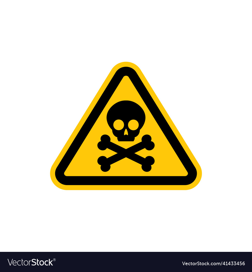 Skull and bones logo warning attention icon Vector Image