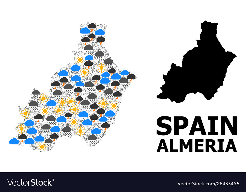 Weather mosaic map almeria province Royalty Free Vector Weather mosaic map almeria province Royalty Free Vector