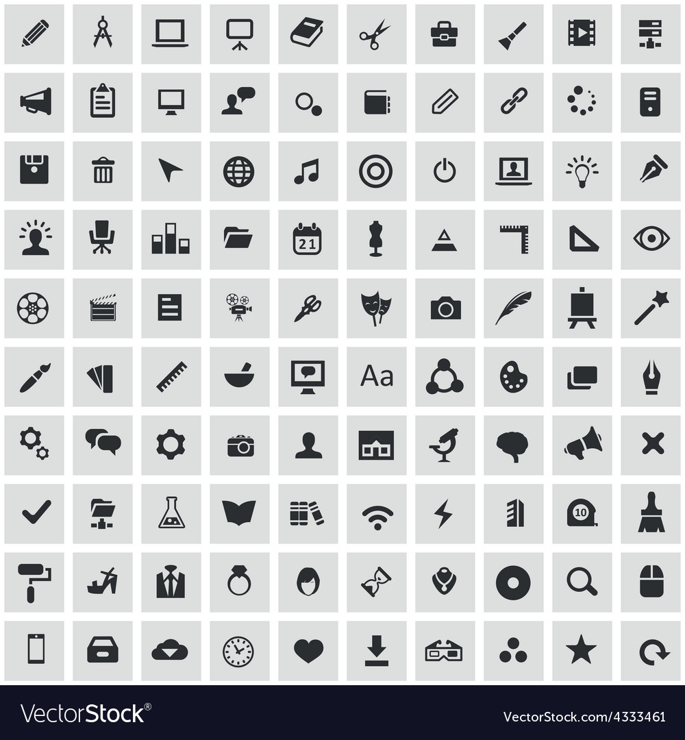 100 art design icons Royalty Free Vector Image