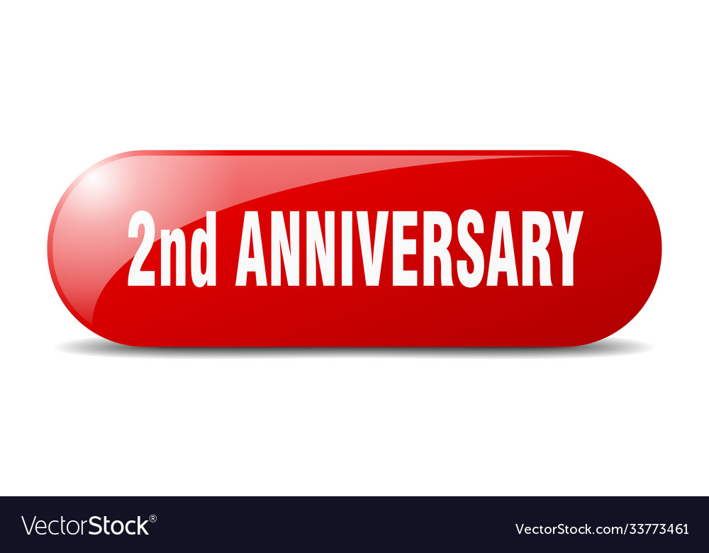 2nd anniversary button sticker banner rounded