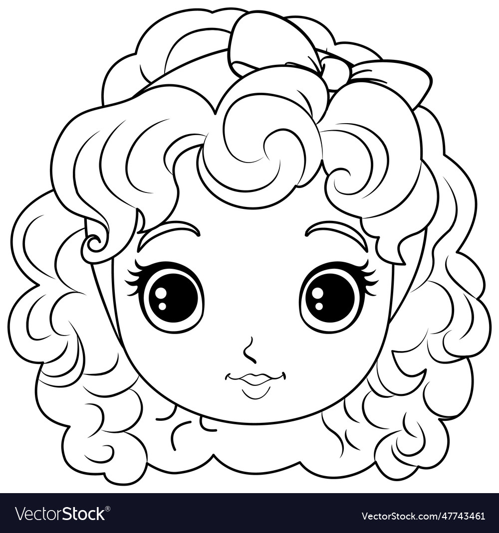 Cute angel head outline for creative coloring Vector Image