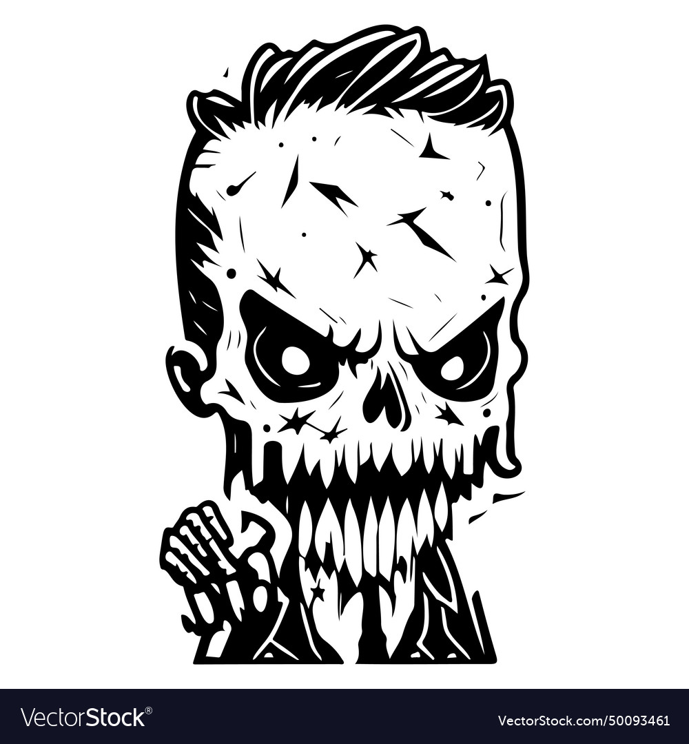 Halloween zombie scary sketch draw Royalty Free Vector Image