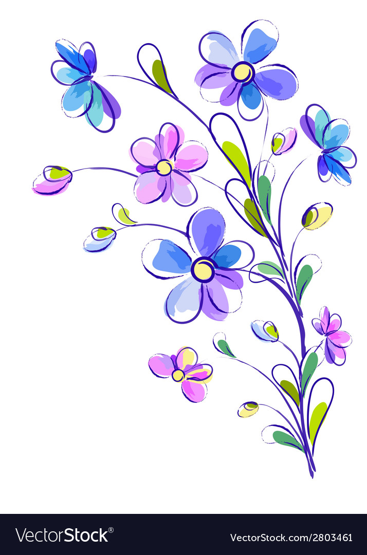 Vertical background with bright violet flowers Vector Image