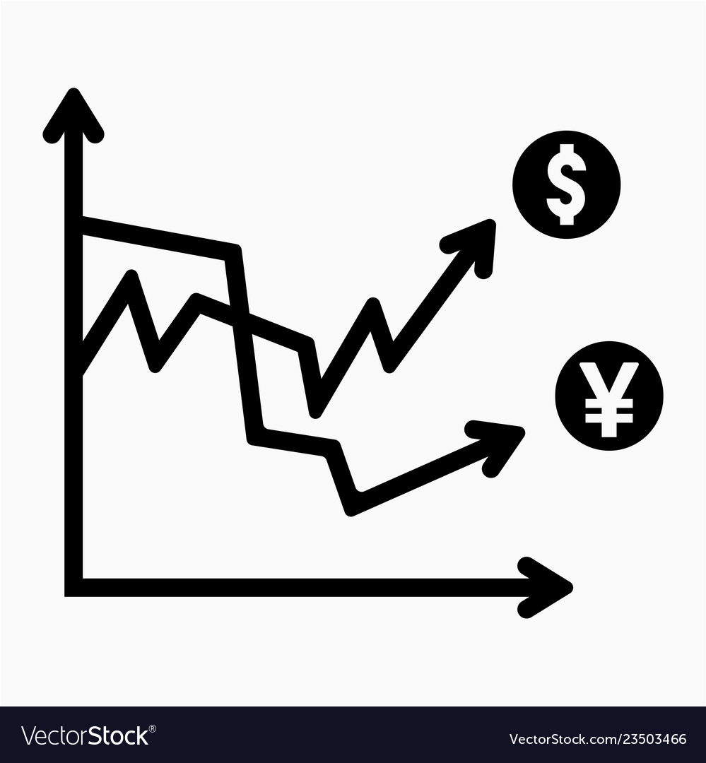 Dollar and yen volatility icon Royalty Free Vector Image