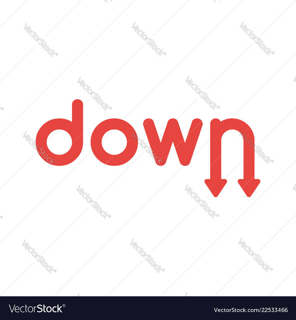 icon concept of down word with arrows moving down word moving