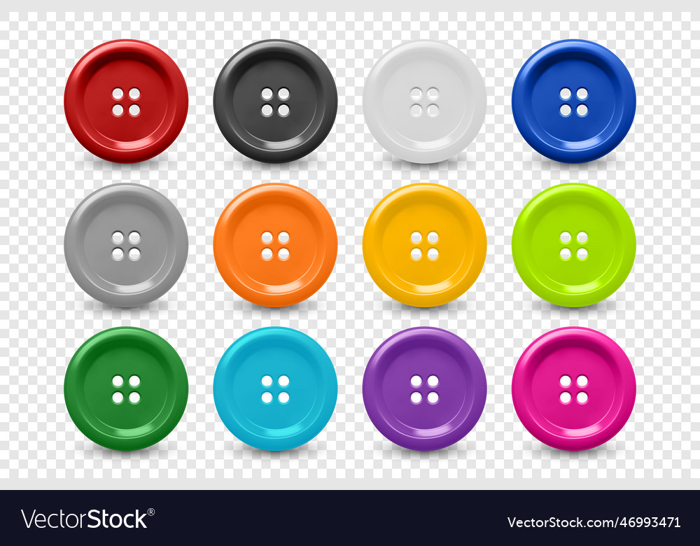 3d realistic buttons for clothes icon set Vector Image