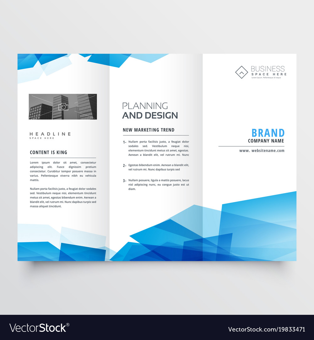 Blue geometric abstract triple fold brochure Vector Image