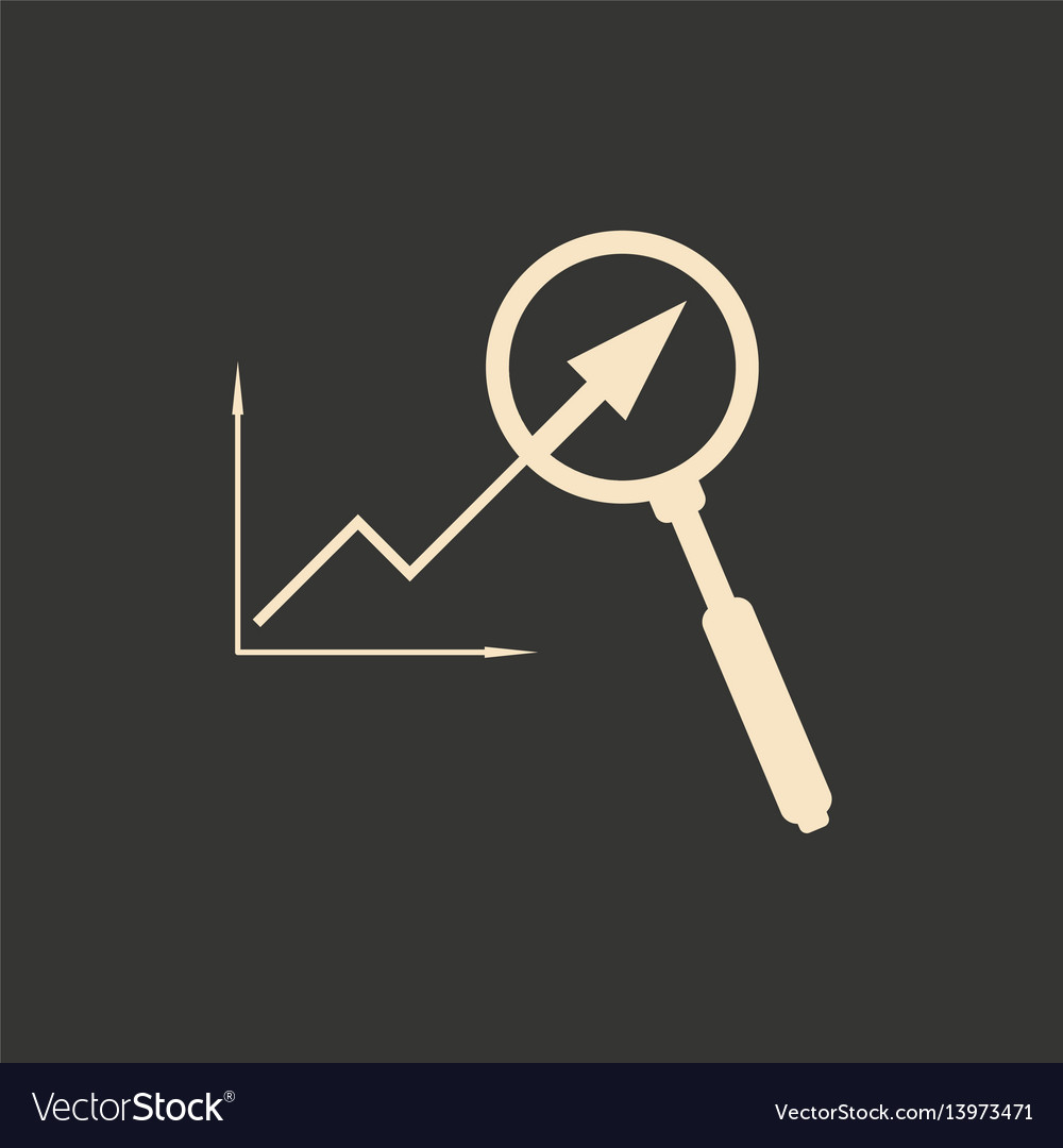 Flat in black white growing graph and magnifier