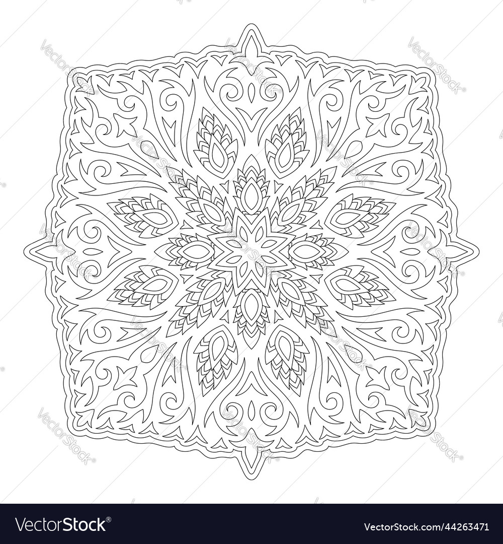 Line art for coloring book with floral pattern