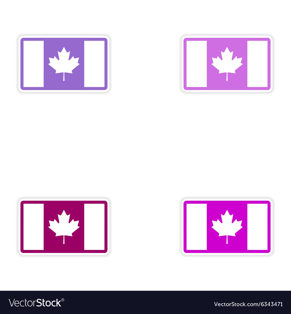 Set of stickers canadian flag on white background