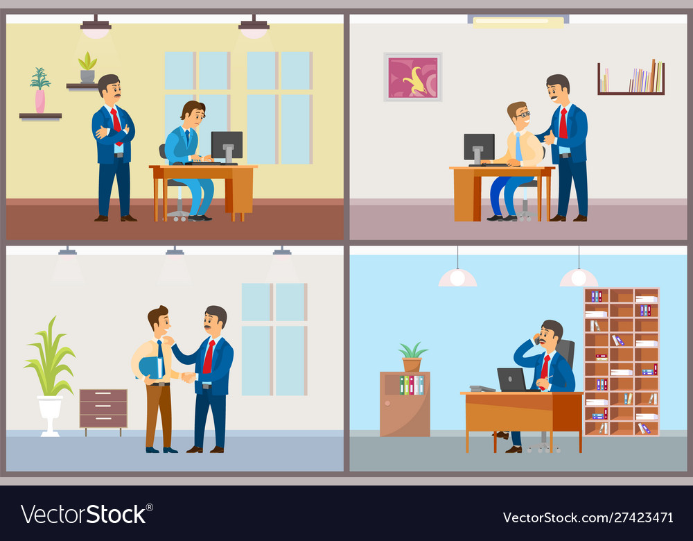 Work in office daily routine boss and employee Vector Image