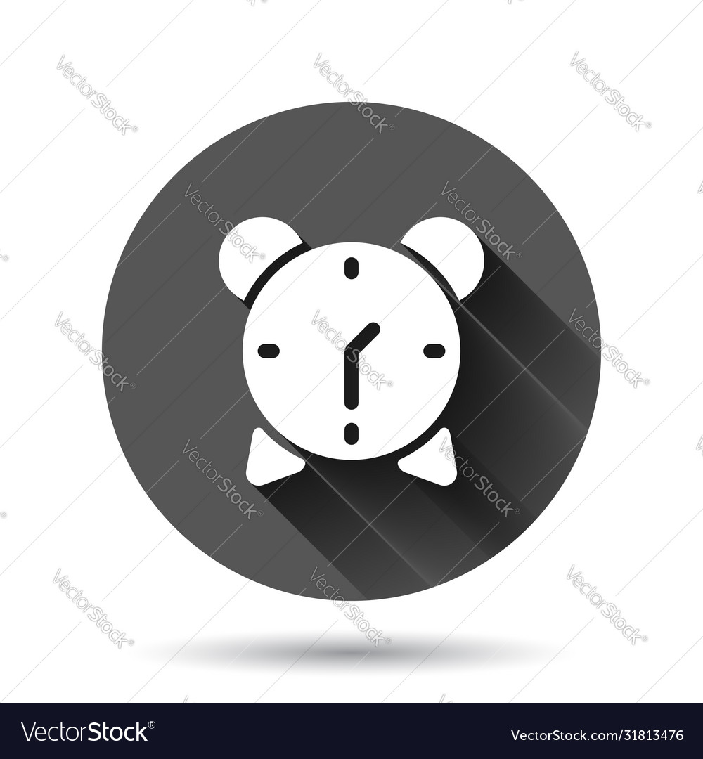 Clock icon in flat style watch on black round