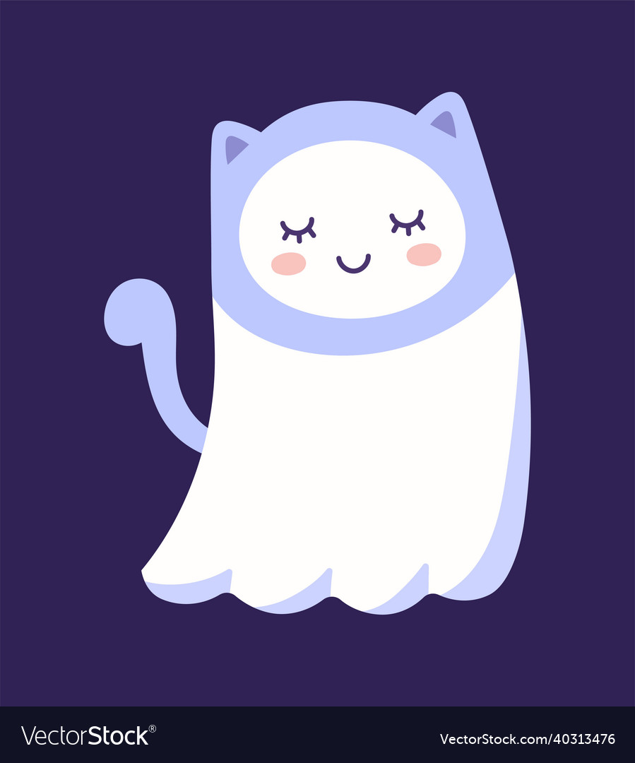 Cute ghost with cat hat