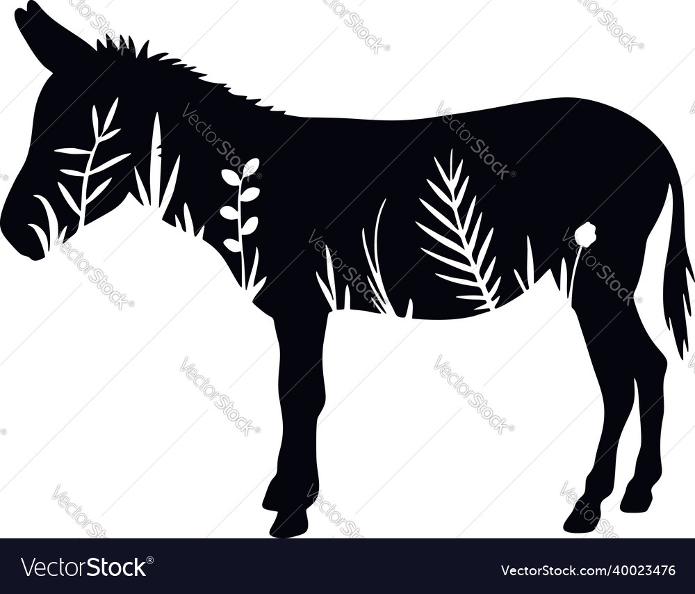 Donkey - stencil with floral design Royalty Free Vector