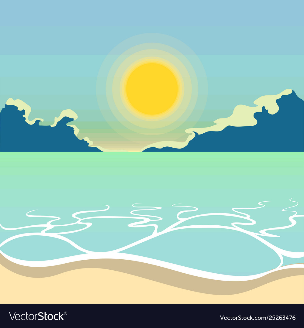 Isolated beautiful seascape with sunset Royalty Free Vector