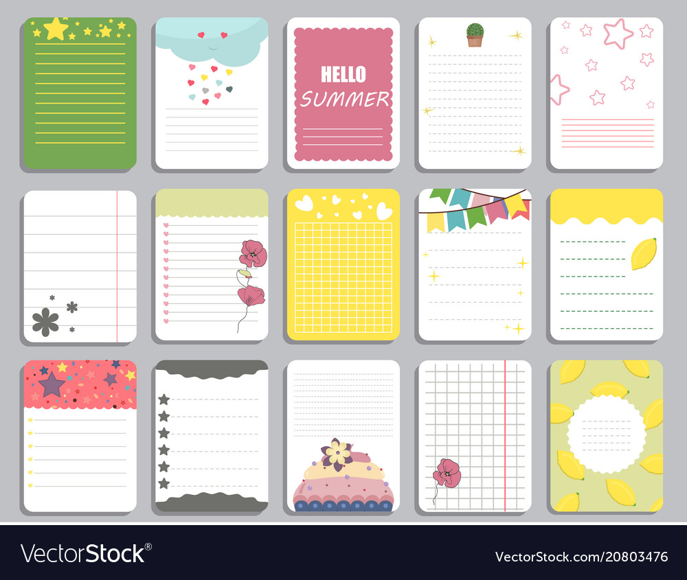 Kids notebook page template cards notes Royalty Free Vector Regarding Credit Card Template For Kids