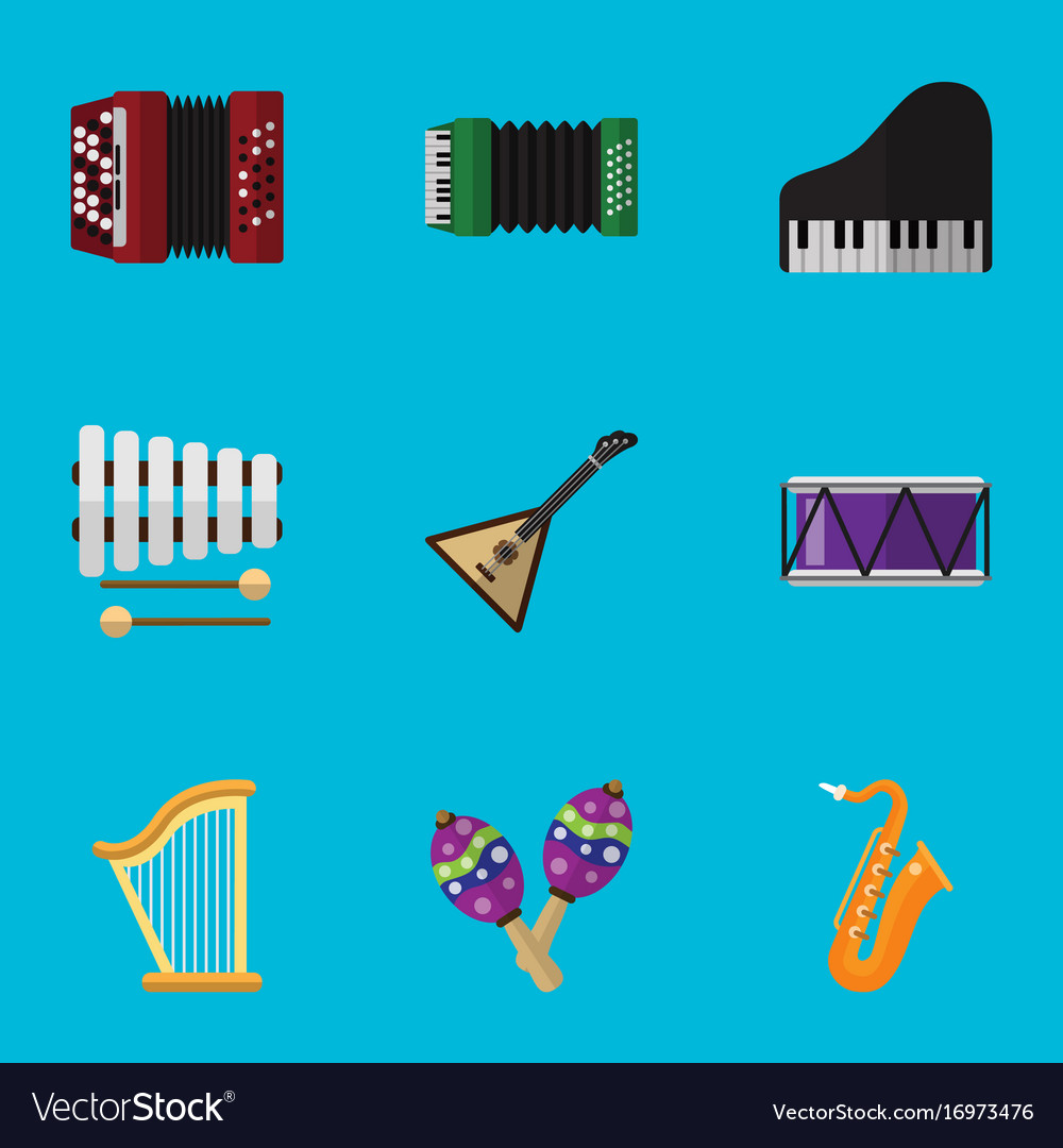 Set of 9 editable music flat icons includes