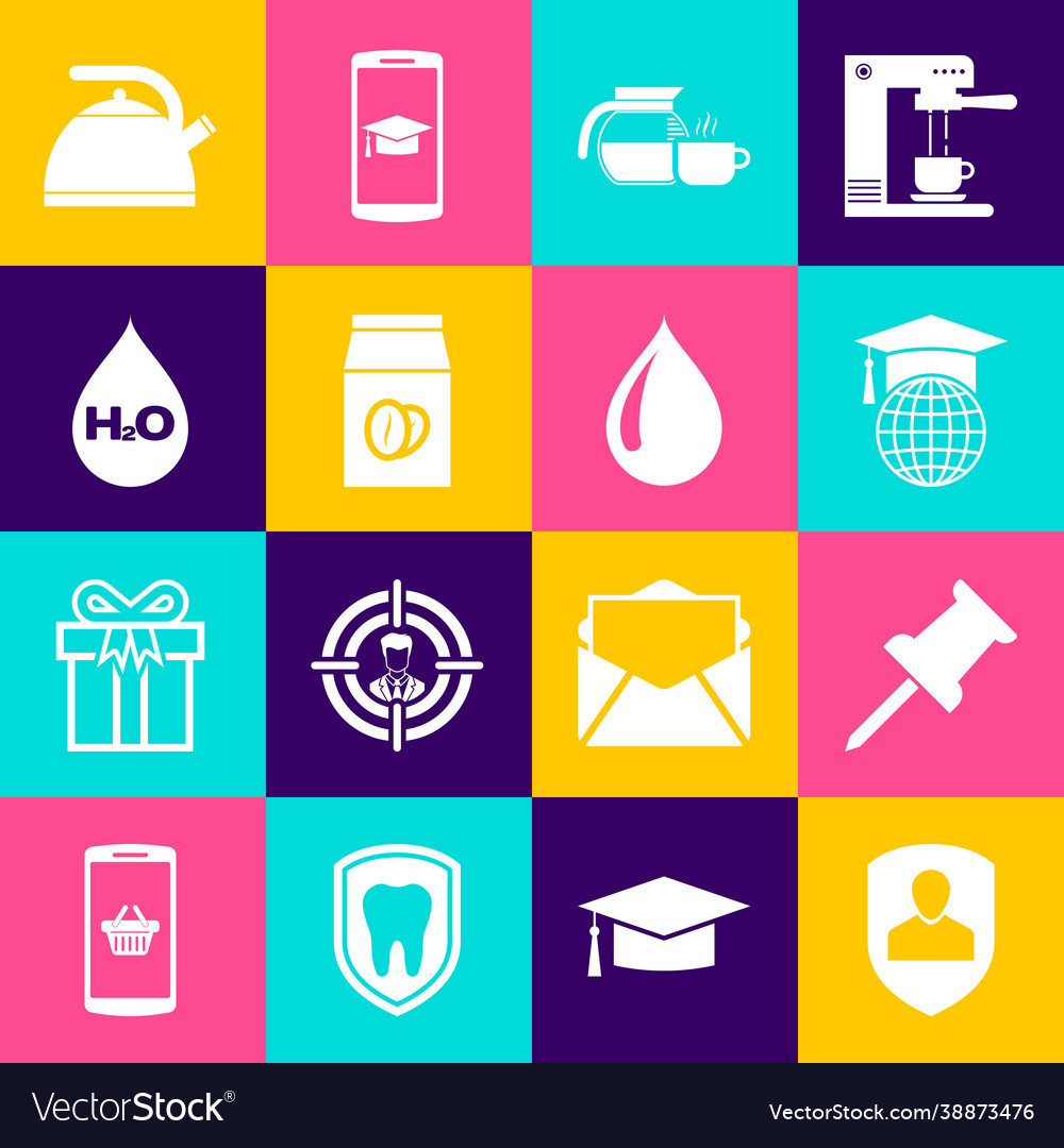 Set user protection push pin graduation cap Vector Image