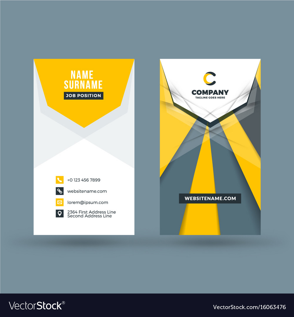 vertical double sided business card template vector image قالب کارت ویزیت دو طرفه