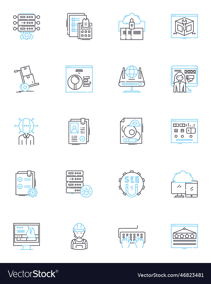 Ecommerce linear icons set digital online