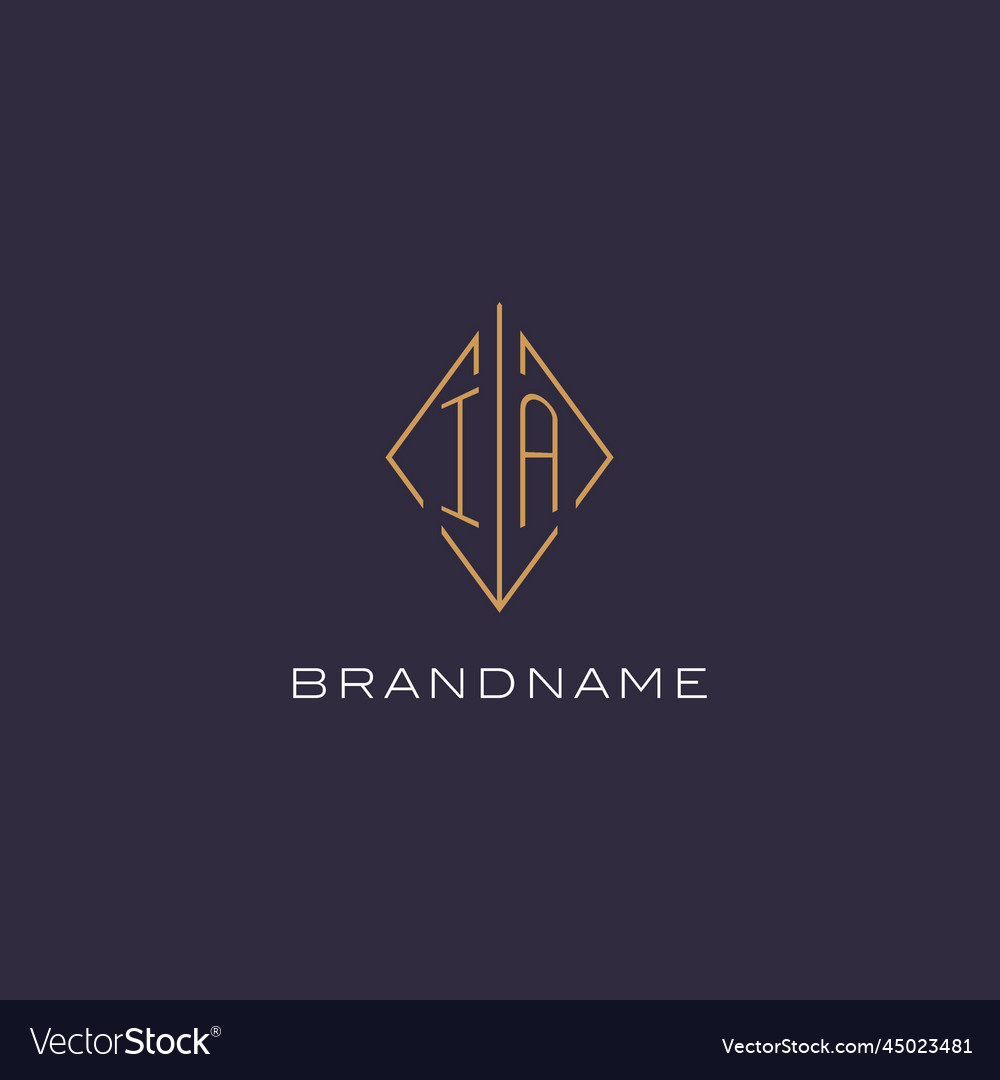 Initial letter ia logo monogram with diamond Vector Image