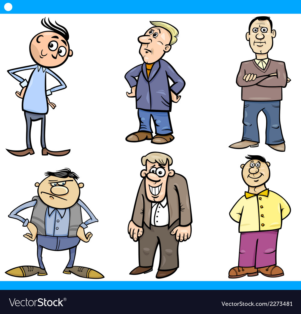 Men characters set cartoon Royalty Free Vector Image