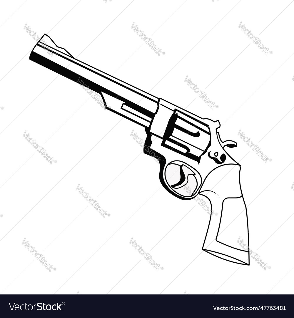 Revolver hand gun black and white